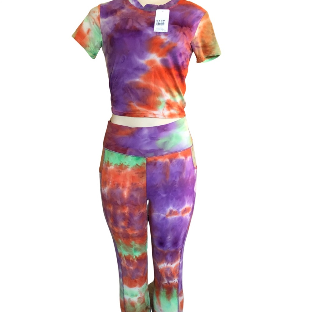 Mint/Orange/Purple 2 Piece Leggings Set